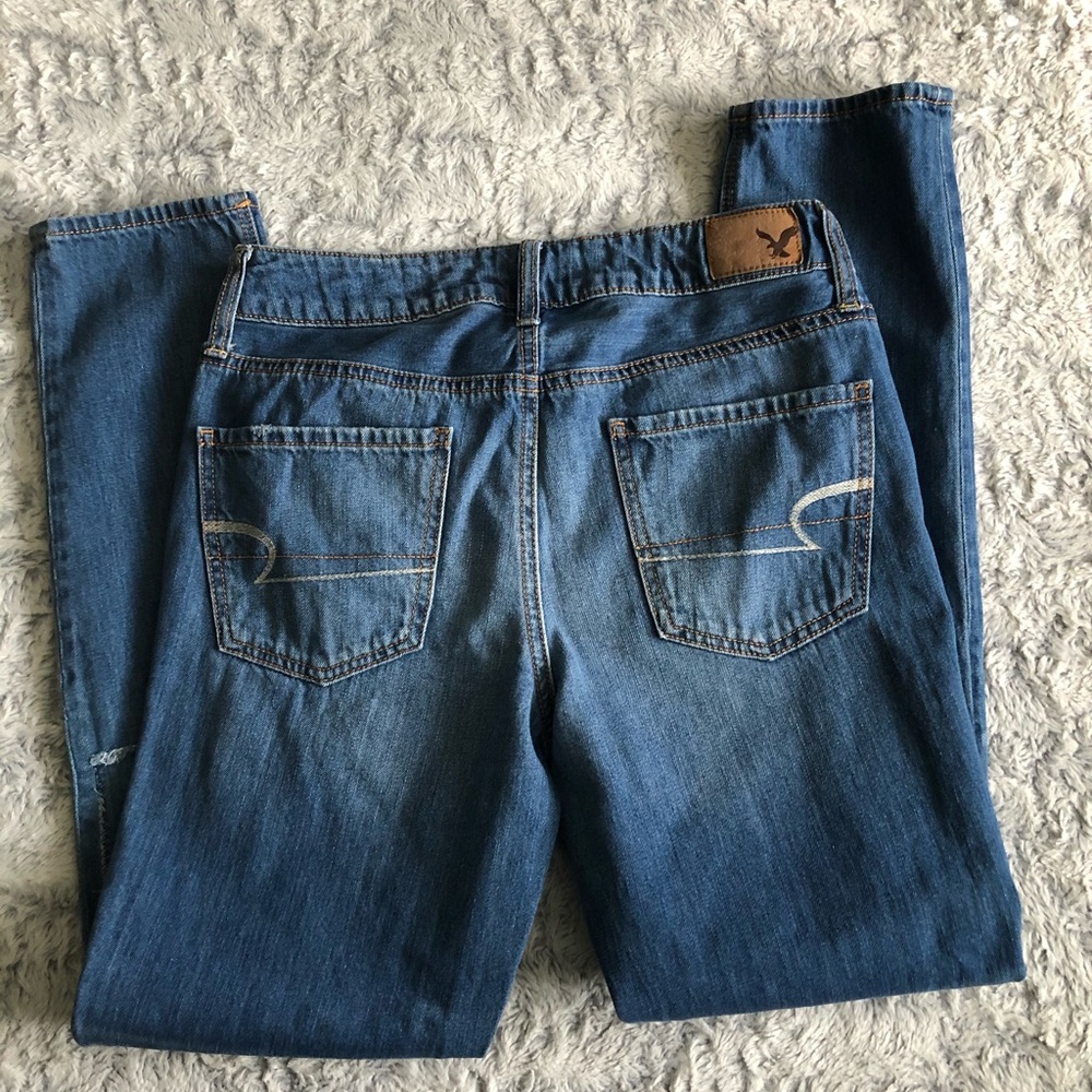 Ae Patchwork Tomgirl Button Fly Distressed Jeans - image 2